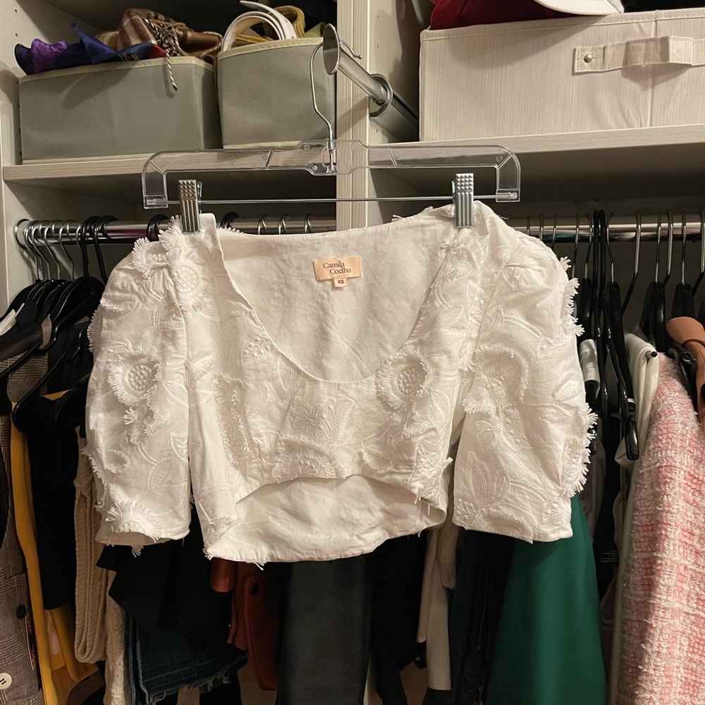Camila Coelho 2 Piece White Set Skirt and Crop top XS